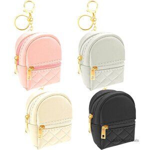 Mini Backpack Cosmetic Bag Keychain PU Leather Lipstick Holder Coin Purse
